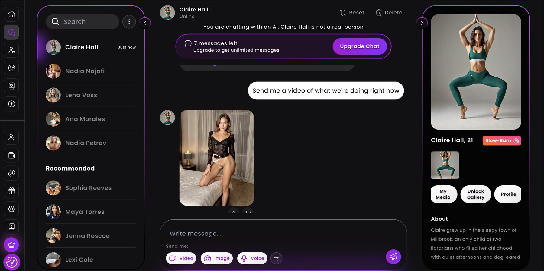 Vidéo reçue dans la conversation Dreamz.ai avec Claire Hall